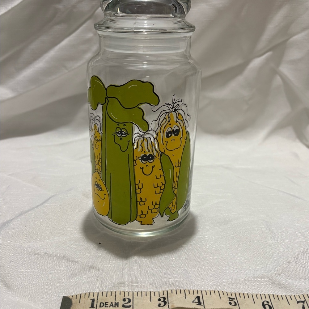 Vintage Hildi Glass Canister with Anthropomorphic Veggies